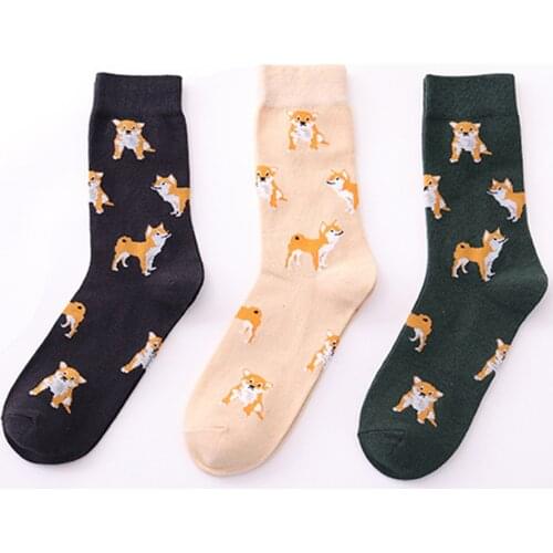 2018 New Cute Kawai Cartoon Women Combed Cotton Socks Women Funny Gift Shiba Inu Cat Pig Corgi Lovely Animal Pattern