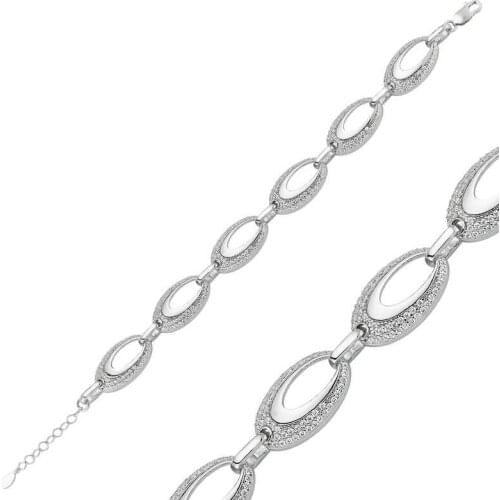 Silver Gemstone Oval Lady Bracelet