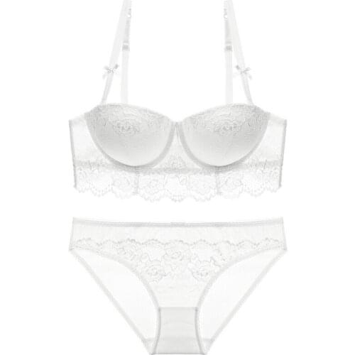 Sexy Thin Cotton Half Cup Lace Ladies Adjustment Underwear Bra Ladies Underwear Bra Set For Girls Without Steel Bracket Sexy