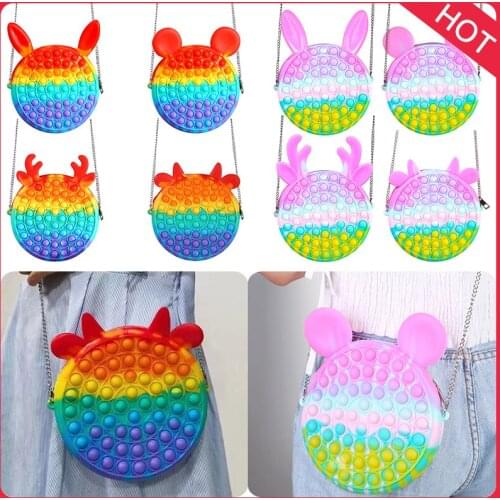 Push Bubble Toy Rainbow Bag Push Bubble Reliver Stress Relax Puzzle Toys Sensory Game Gift Adult Children Sensory Game Gifts