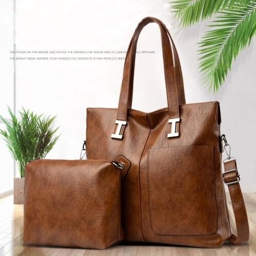 Mother Bag Large-capacity Women Handbag Two Set New Retro Oily Leather Lady Shoulder Bag Casual All-match Female Messenger Bags