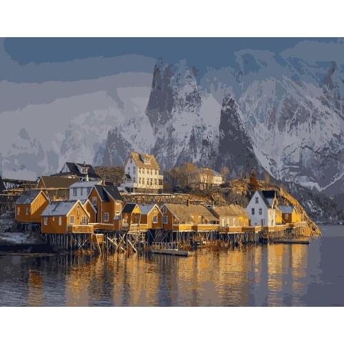 TQX-006 Dutch life under the mountains DIY Painting By Numbers Acrylic Paint On Linen Digital Painting Wall Art Picture