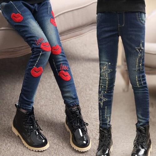 2021 Spring Childrens Clothes Girls Jeans Causal Slim Thin Denim Baby Girl Jeans For Big Girls Kids Jean Long Trousers