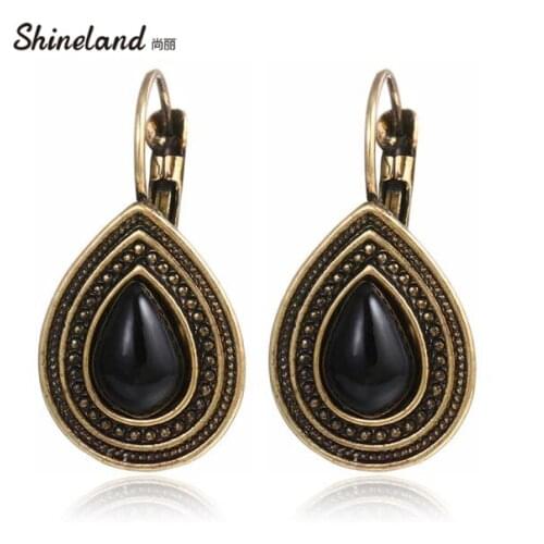 Drop Earirings Retro Vintage Antique trendy- Black Resin Water Drop Women Party Cheap Earrings Fashion Jewelry Accessories