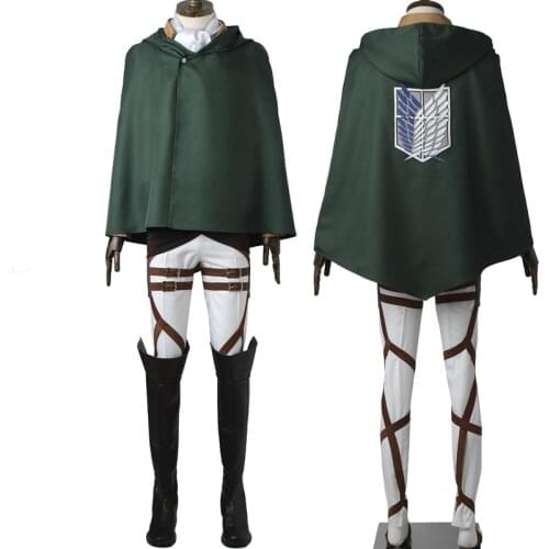 Adult Man Attack Titan Cosplay Costume Scout Legion Levi Role Playing Uniform Fancy Halloween Carnival Outfit