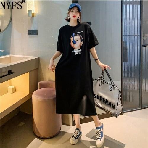 NYFS Summer Dress 2021 Korean New Loose Short Sleeves Woman Dress Vestidos Robe Elbise Fashion 3D printing Dresses