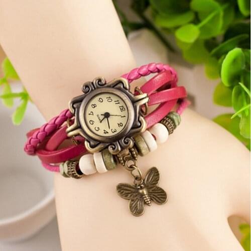 1pcs Retro Vintage Butterfly Weave Multilayer Alloy Bronze Bracelet Watch