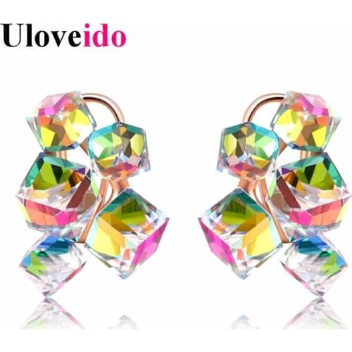 15% Off Uloveido Stud Earrings for Women Bijouterie Earring Costume Jewelery Earrings with Stones Colorful Earings Brinco GR124