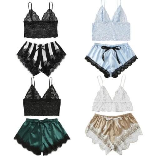 2021 Summer Women Pajamas Set Nightwear Lace Cami Tank Top + Shorts Sleepwear Casual Pyjamas Set Female