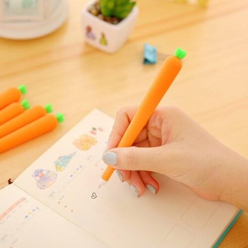 50pcs cute Carrot pen cartoon neutral pen wholesale 0.5 mm creative water pen black kawaii school supplies stationery wholesale