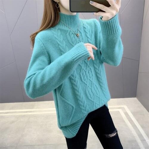 6657 (east stair edge. 2) and half a turtle neck sweater twist pure color long sleeve dress 35