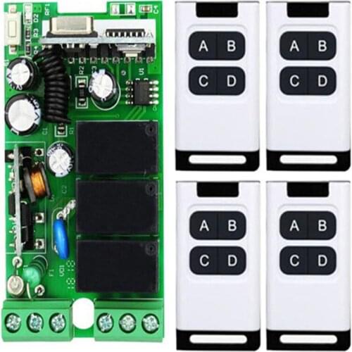 AC110V 220V 230V 3CH 3 Channel Wireless Remote Control LED Light Switch Relay Output Radio RF Transmitter And 433 MHz Receiver