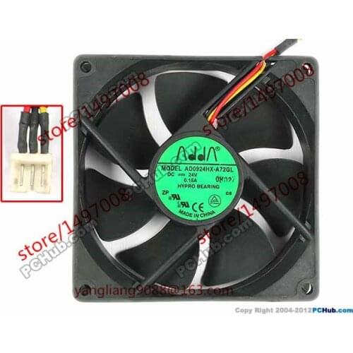 ADDA AD0924HX-A72GL DC 24V 0.15A 3-Wire 92x92x25mm Cooling Fan