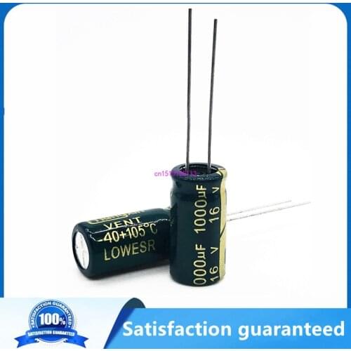 10Pcs high frequency low impedance 16V 1000UF 8*16mm aluminum electrolytic capacitor 1000uf 16v 20