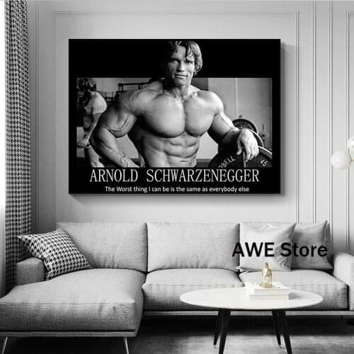 Arnold Schwarzenegger-Bodybuilding Motivational Quote Canvas Poster Gym Room Fitness Sports Picture