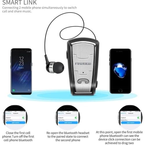 Fineblue FQ208 Mini Wireless Bluetooth Earphone telescopic Business Handsfree Calls Stereo sport earphones with Mic for iphone A