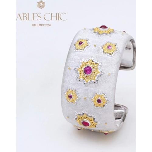 Sterling Silver Gemstones CZ Renaissance Geometric Fretwork Wedding Bangle Silk Floral Dream Cocktail Wide Bracelet Fine Jewelry