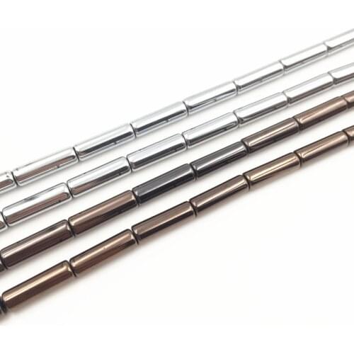 Tube Shape Natural Hematite Stone Loose Beads for Jewelry Making Women DIY Bracelet Necklace Accessories Findings 15inch A52