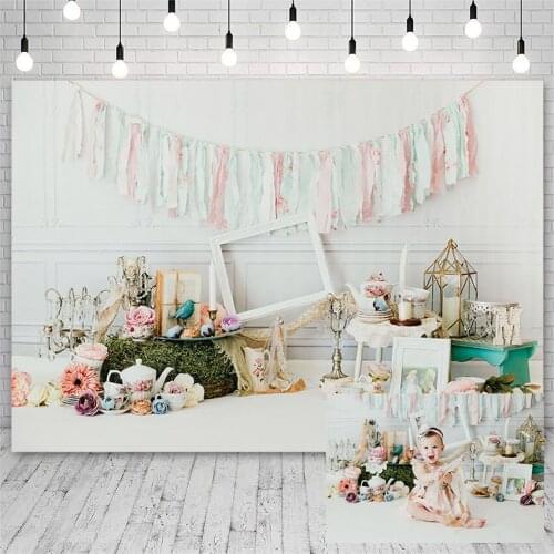 Avezano Newborn Photography Backgrounds Spring Tea Party Cup Baby Flowers Backdrop Photo Studio Photozone Photocall Decor Props