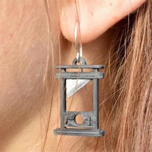 Gothic Guillotine Pendant Earrings Creative Cool Black Hooks Earrings for Women Men Female Party Halloween Punk Jewelry Bijoux