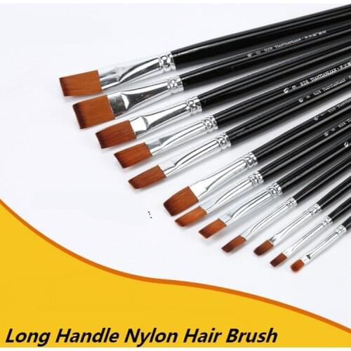 6 pcs/set Nylon Hair Wooden Handle Watercolor Paint Brush Pen Set for Learning Oil Acrylic Painting Art Paint Brushes Supplies