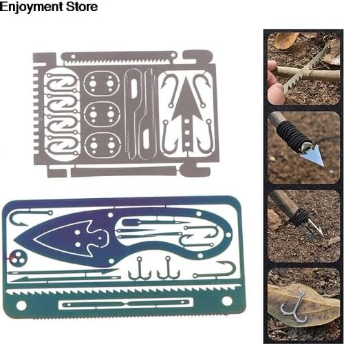 17 In 1 Fishing Gear Hook Card Outdoor EDC Tools Outdoor Camping Equipment Emergency Supplies Multifunctional Survival Tools