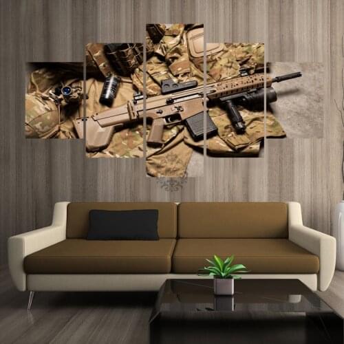 Hot Sales Without Frame 5 Panels Picture Canvas Firearms Rifle Poster Painting Artwork Wall Art Canvas Painting Wholesale