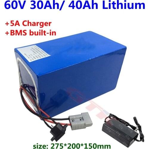 GTK 60V 1000W 2000W 3000W 30AH 40AH lithium ion eBike Battery Pack Electric Bicycle Scooter Battery +5A Charger