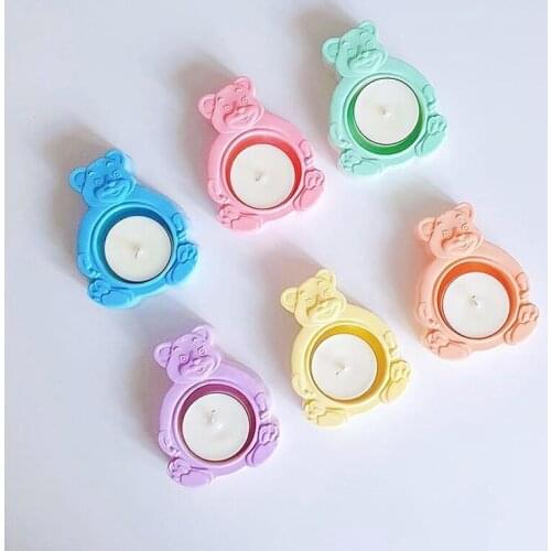 Cute Bear Tea Wax Base Silicone Handmade Aromatherapy Candle Mold DIY Candlestick Soap Molds Chocolate Mould Home Decoration