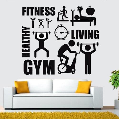 Wall Decal Vinyl Wall Decoration Living Room Fitness Words Healthy Lifestyle Gym Motivation Stickers