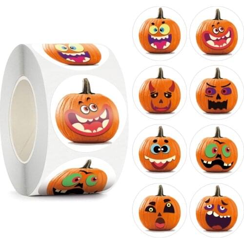 50-500pcs Halloween pumpkin stickers 1inch Round Halloween Party Gifts Stickers Pumpkin for Halloween party description