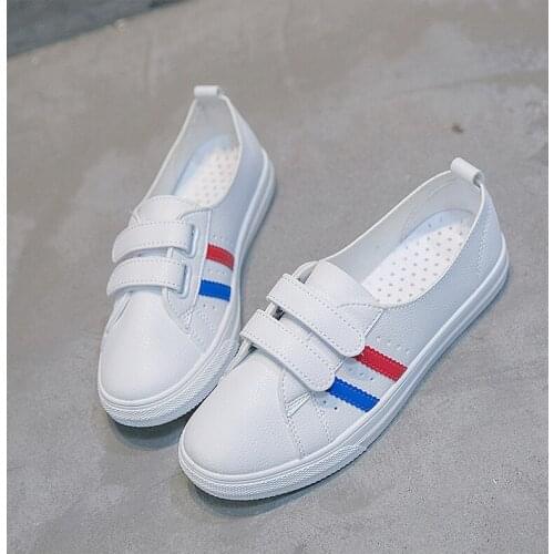 Autumn Casual Shoes Women Fashionable White Shoes Simple Vulcanized Shoes Flat Bottom Breathable PU Light Sports Female Student