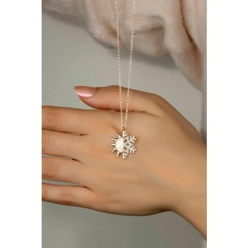 925 sterling Silver Snowflake-Sun Necklace Elegant Design Lovely Wink Attractive Quality Product Handy 2021Trend Fashion Style Jewelry new Model