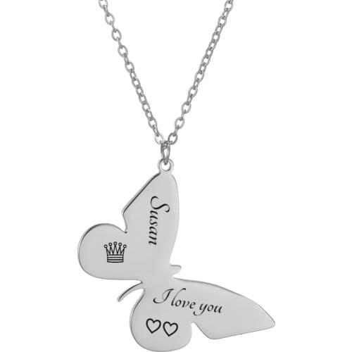 Butterfly shape customized necklaces for women Custom name chain necklace Stainless steel jewelry Womens Choker Pendant Gift