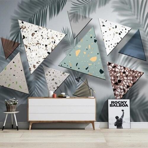 Custom Photo Wallpaper 3D Stereoscopic Triangle Tropical Plant Leaves Abstract Geometric Mural Home Decor Wall Photo Painting