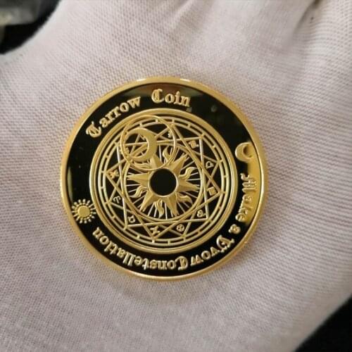 Gold Plated Sun Moon Divination Tarot Coin Lucky Constellation Collection Art J0PC