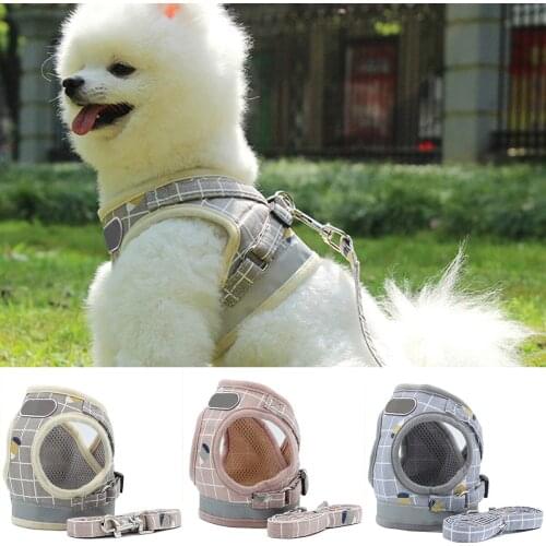 Pet Dog Adjustable Walking Harness & Leash Breathable Walking Polyester Vest Strap For Small Dog Puppy