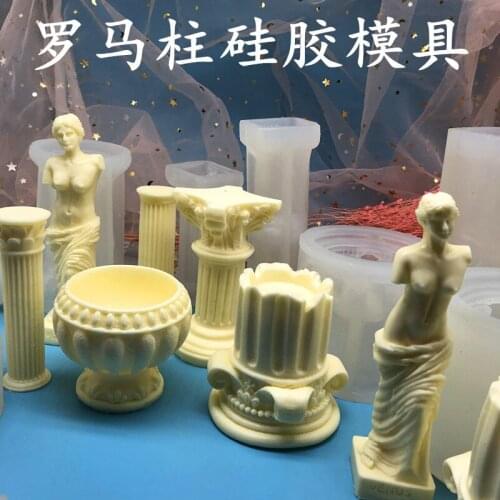 Renshan new European Roman pillar Venus aromatherapy candle silicone mold DIY retro decorative plaster mold silicone mold
