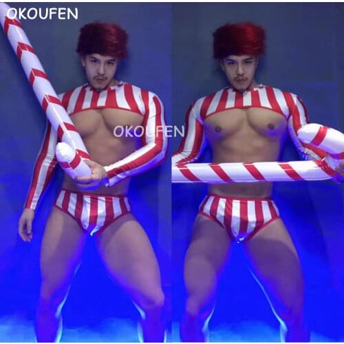Christmas and New Year nightclub striped costumes bar interactive atmosphere leading dancer DS team clothing set