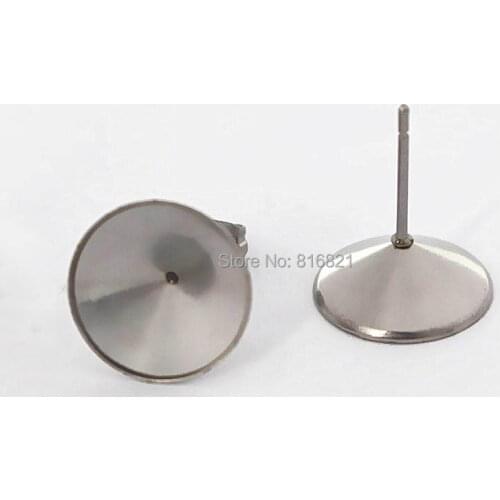 Stainless Steel Stud Earrings Findings with Circle Bezel Rivoli Stones Cabochons Bases Earrings post Settings DIY Crafts