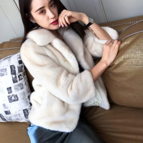 2018 winter new imported high quality luxury velvet mink fur coat full pelt suit collar female short outerwear coats