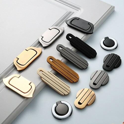Modern Simplicity Zinc Alloy Furniture Handle Closet Drawer Knob Solid Thickening Cabinet Door Concealed Button Home Decoration