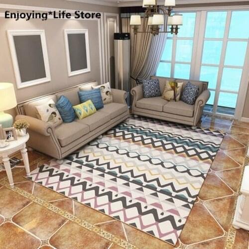 Modern Minimalist Living Room Carpet Nordic Geometric Pattern Rug Bedroom Bedside Large Carpet