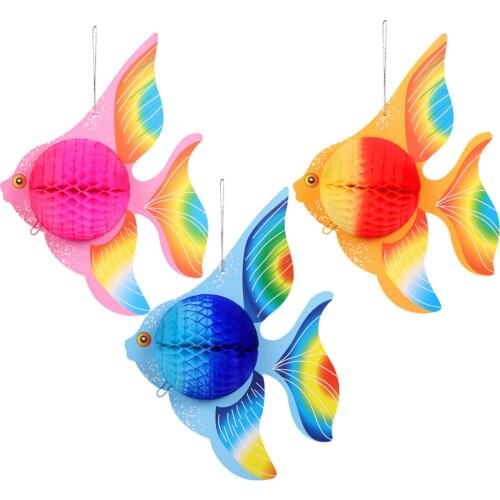 STOBOK 6pcs Colorful Tissue Paper Goldfish Foldable Tropical Fish Decoration Hanging Ornament Party Supplies