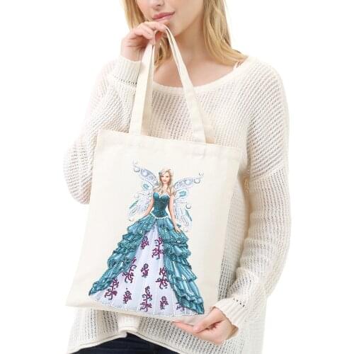 DIY Special Shaped Diamond Painting Handbag Reusable Eco-friendly Shopping Storage Bag Foldable Grocery Tote Home Organizer Gift