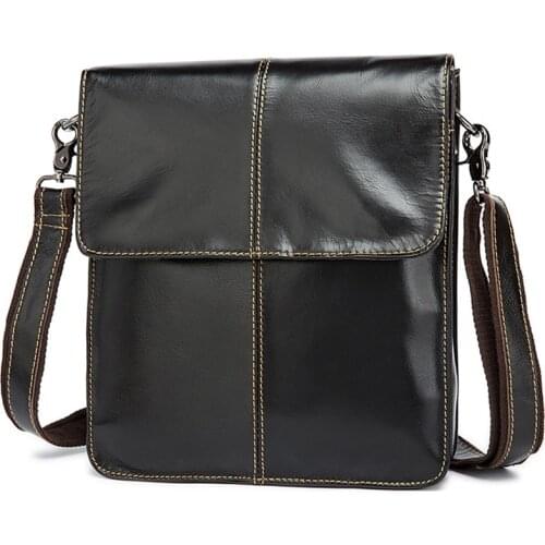 Messenger Bag Mens Shoulder Bags Genuine Leather Small Flap Male Man Crossbody Bag For Messenger Men Leather Bags