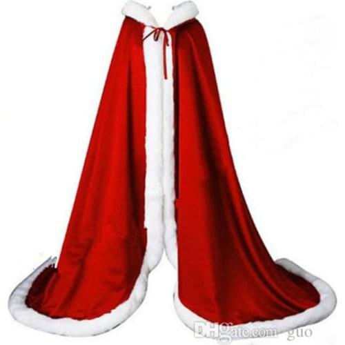 Bridal Cape White Long Wedding Cloaks Faux Fur With Satin HOT Warm For Winter Wedding Bridal Wraps Bolero Hooded