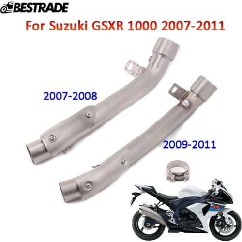 For Suzuki GSXR1000 2007 2008 2009 2010 2011 Exhaust Mid Connect Pipe Motorcycle Link Tube Slip On 51mm Mufflers Stainless Steel