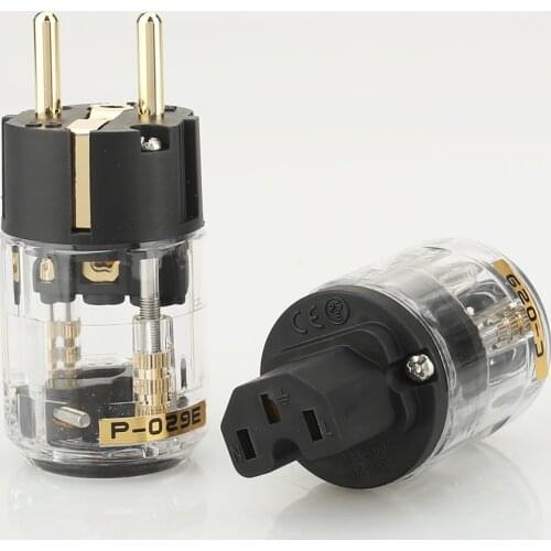 High Quality Pair P029E+C029 EU Power Plug IEC Female Power Connector hifi diy power cable Plug
