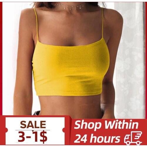 Yellow Crop Top Tank y2k Sexy Summer Bodycon Sleeveless U Neck Clubwear tops Strap Clothes Girls Backless Underwear Pure vest